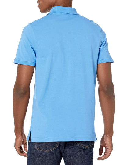 Brooks Brothers Men's Short Sleeve Cotton Pique Stretch Logo Polo Shirt, Bold Blue, Small