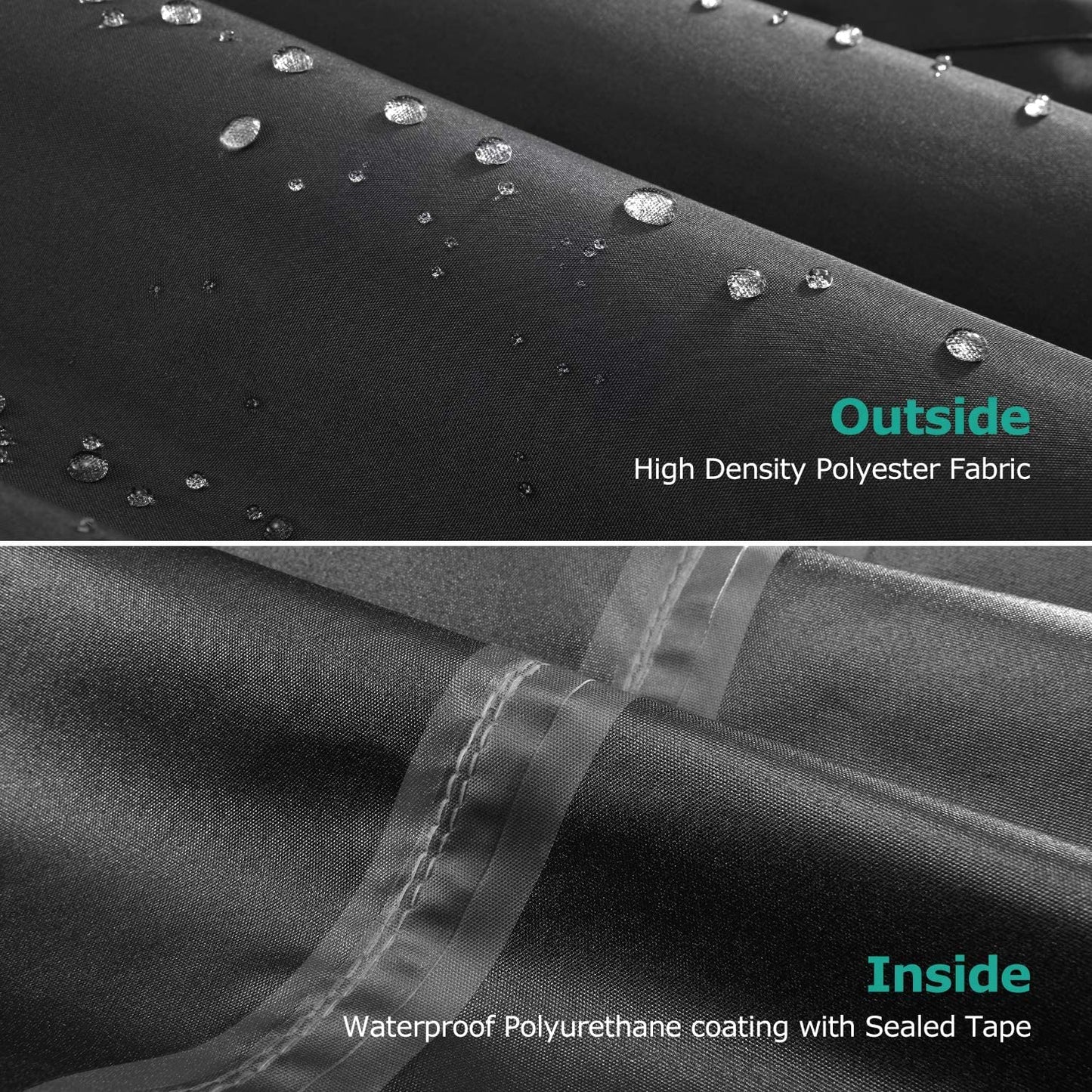 SunPatio Patio Furniture Covers Waterproof, Rectangular Table and Chairs Set Cover, Outdoor Furniture Set Cover with Drawstrings and Taped Seams, All Weather Protection, 76"W x 50"D x 30"H, Black
