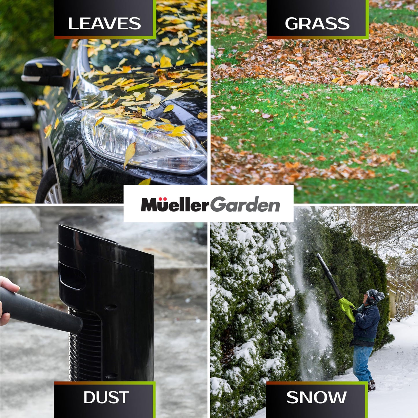 Mueller UltraStorm Cordless Leaf Blower, 140 MPH 20 V Powerful Motor, Electric Leaf Blower for Lawn Care, Battery Powered Leaf Blower for Snow Blowing High Capacity Battery & Charger Green