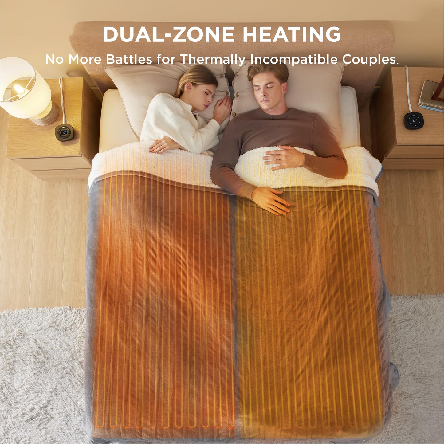 Bedsure Electric Blanket King Size - Dual Control Heated Blanket King Size, Fast Heating with 10 Time Settings & 10 Heat Settings, Warm Gift for Grandma (100x90 inches, Grey)