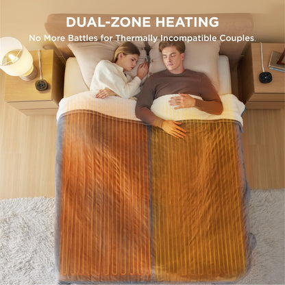 Bedsure Electric Blanket King Size - Dual Control Heated Blanket King Size, Fast Heating with 10 Time Settings & 10 Heat Settings, Warm Gift for Grandma (100x90 inches, Grey)