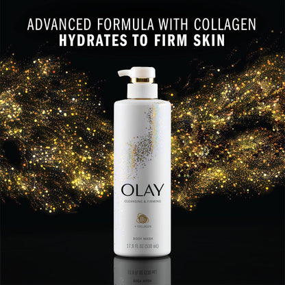 Olay Cleansing & Firming Body Wash for Women with Collagen and Vitamin B3, 20 fl oz (Pack of 4)