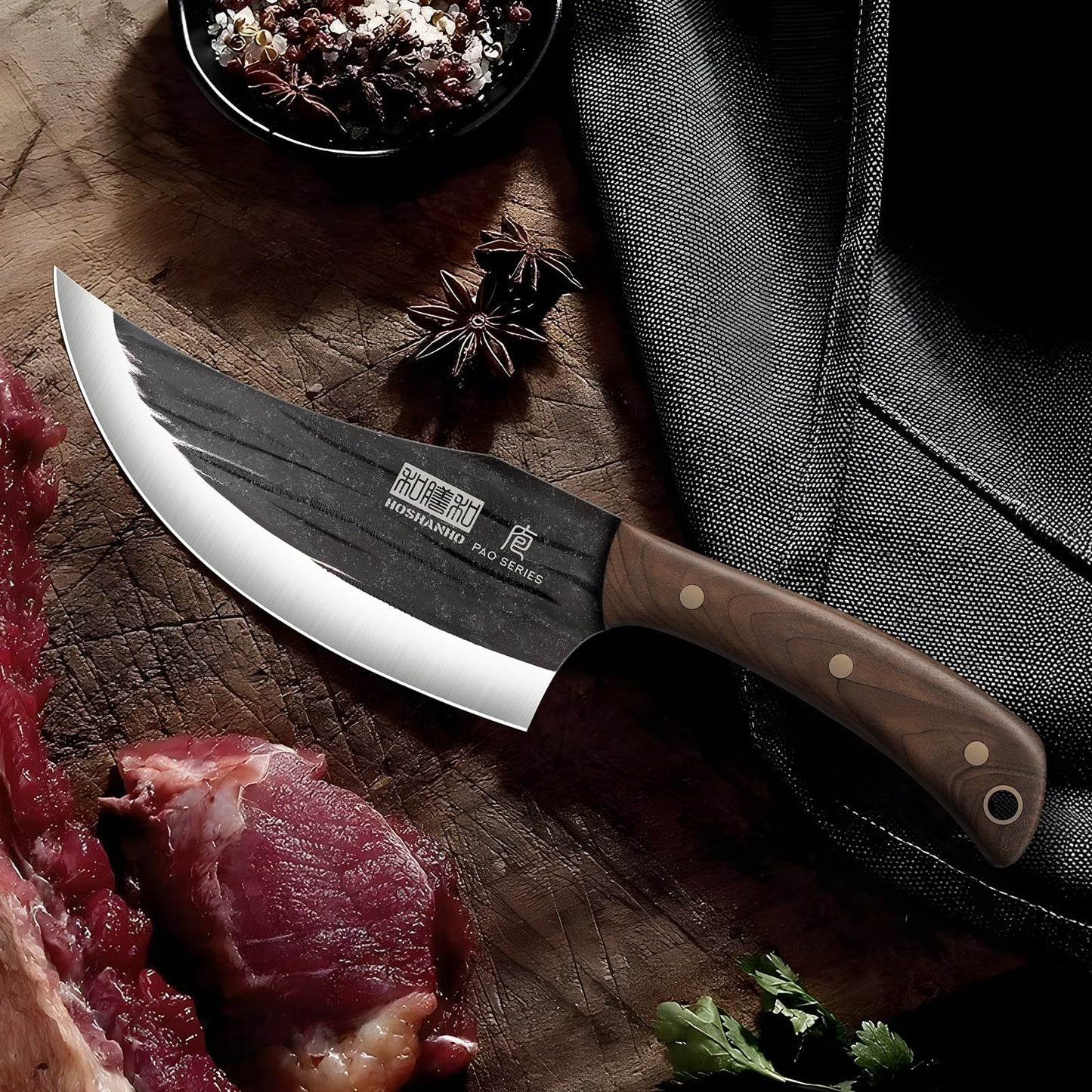 HOSHANHO 6 Inch Viking Knife, High Carbon Steel Japanese Kitchen Chef Knife, Hand Forged Butcher Knife for Meat Cutting, Multipurpose Cooking Knives for Home & Camping & BBQ