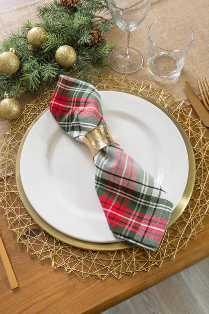 DII Tartan Plaid Collection Holiday Dining Table & Kitchen Décor, Christmas Napkin, 20x20, Red, Green & White, 6 Piece