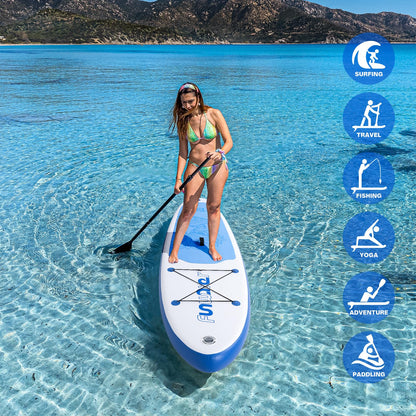 FunWater 10'6×33"×6" Inflatable Stand Up Paddle Board with Premium SUP Paddleboard Accessories,Adults & Youth for All Skill Levels, Included with Board, Paddle, Pump, Three Fins, Backpack