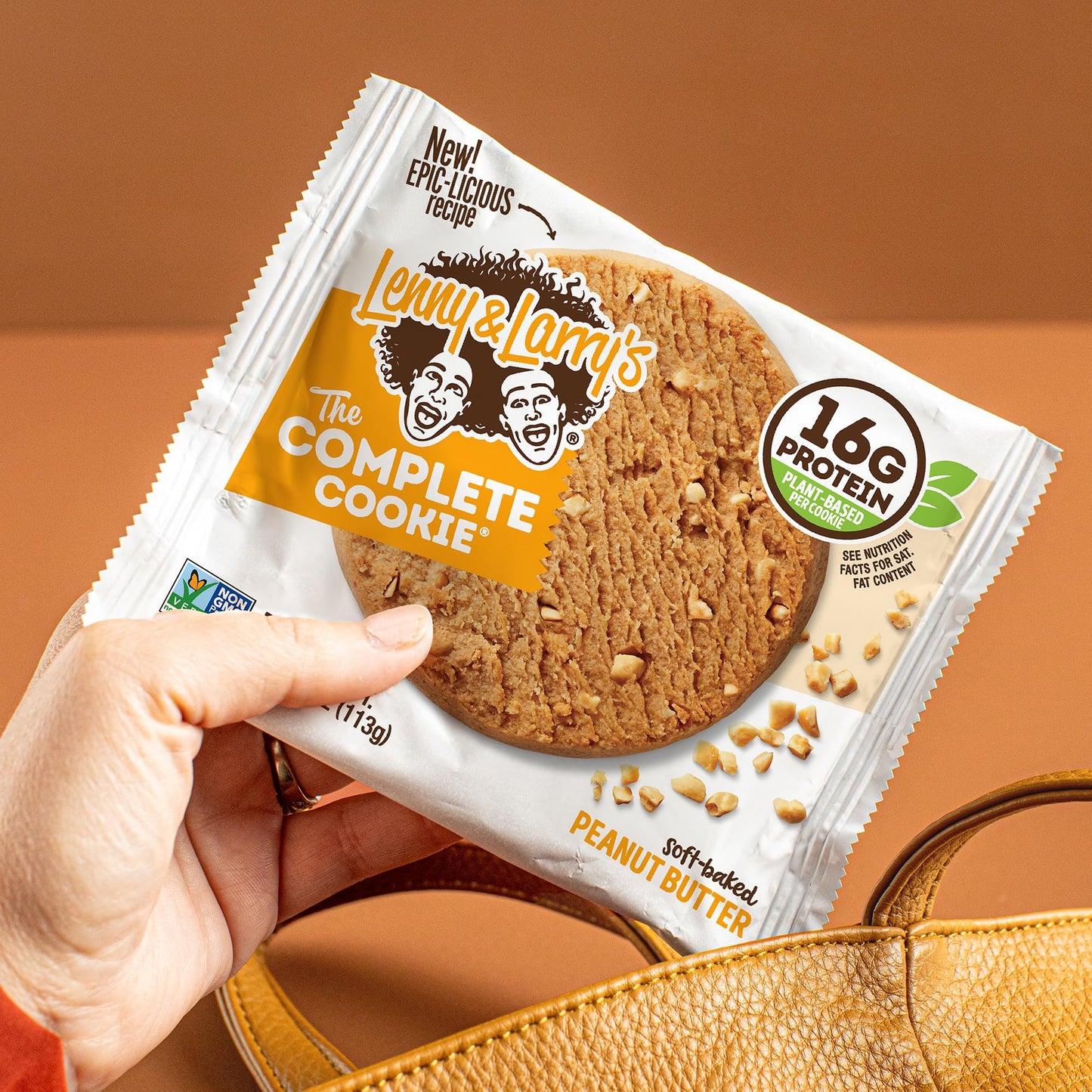 Lenny & Larry's Protein Cookie, [Peanut Butter], Chewy Soft Baked, 16g Plant Protein, Vegan, Non-GMO, High Fiber, 4 Ounce Cookie (Pack of 12)