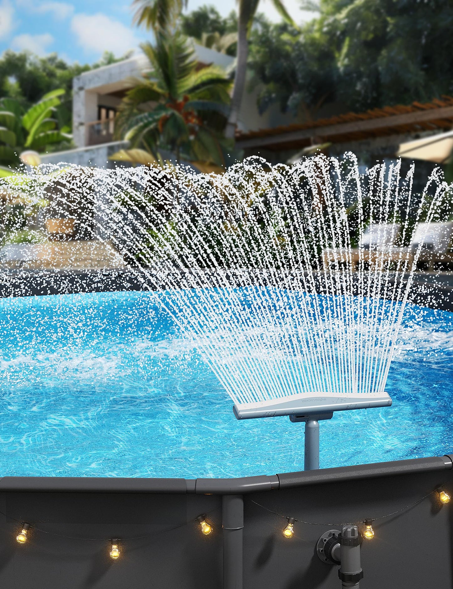 Pool Fountains for Above and In-ground Pools【Original by POOLHACKER】, Adjustable Whale Tail Waterfall Wide Width Pool Sprinkler Fountain for Relaxation & Cooling 10-20 Degrees
