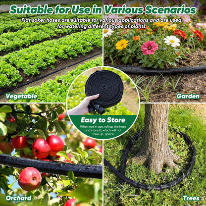 Tuzoc Soaker Hose 50 ft, Garden Hose With Drip Irrigation System, 1/2 Linkable Consistent Drip Irrigation Hoses, Leakproof Design Water Hose, Save 80% of Water for Garden, Farm, Orchard Plantation