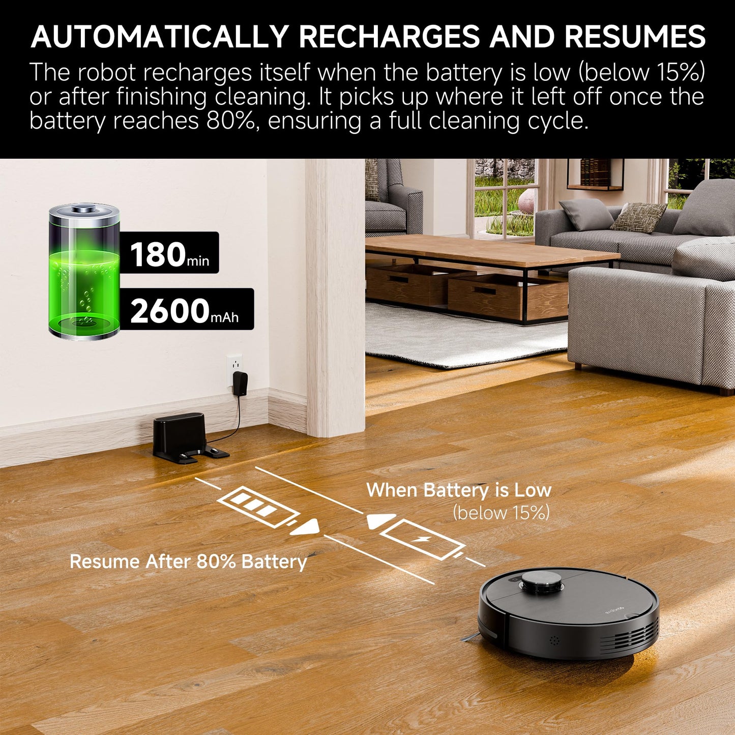 LS1 Robot Vacuum and Mop Combo – Precise LiDAR Navigation, Smart Home Map, Vacuum/Mop/Combo Cleaning Mode, Auto Recharge, Customized Cleaning, APP/Remote/Voice Control, for Hard Floors and Carpets