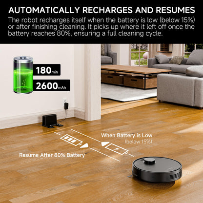 LS1 Robot Vacuum and Mop Combo – Precise LiDAR Navigation, Smart Home Map, Vacuum/Mop/Combo Cleaning Mode, Auto Recharge, Customized Cleaning, APP/Remote/Voice Control, for Hard Floors and Carpets