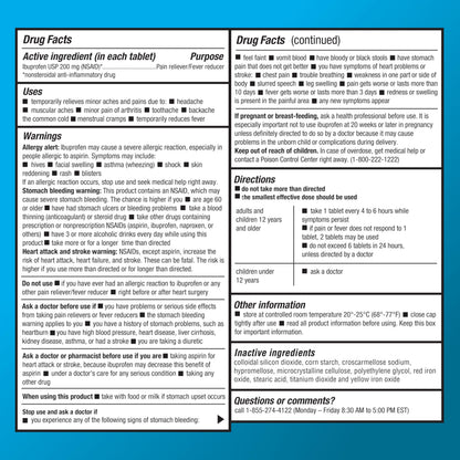 Basic Care Ibuprofen Tablets, 500 Count