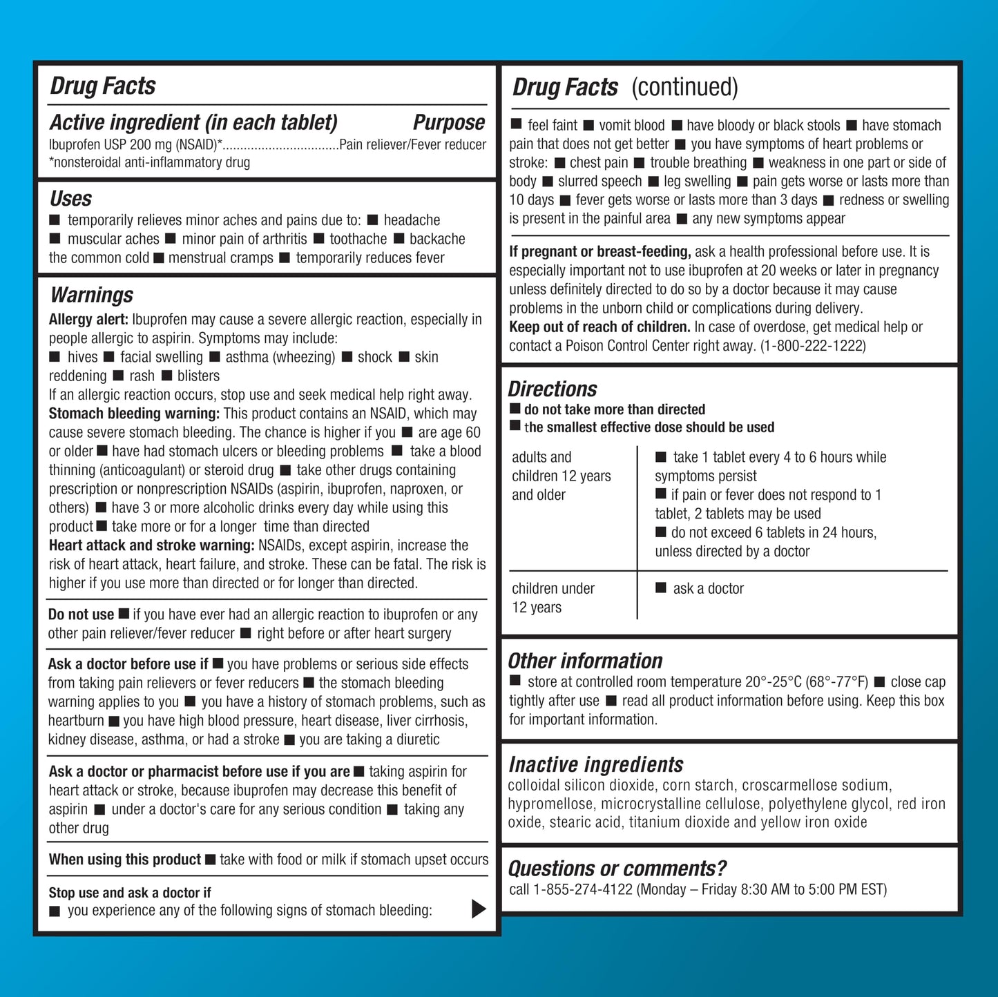 Basic Care Ibuprofen Tablets, 500 Count