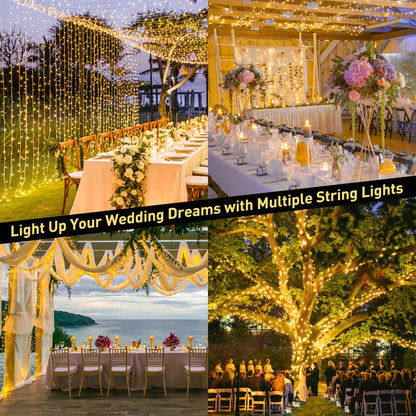 JMEXSUSS 168FT 600 LED String Lights Outdoor Indoor Christmas String Lights Plug in Warm White Tree Lights for Outside Bedroom Wedding Party Holiday Classroom Decorations