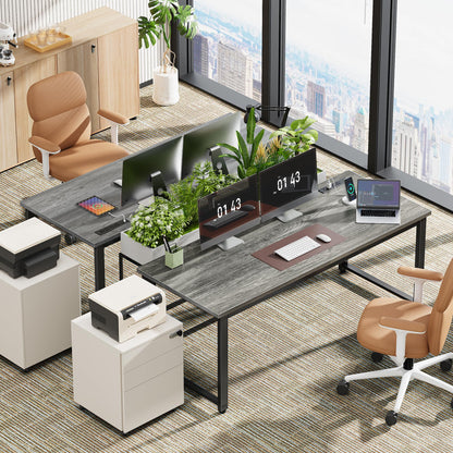 Huuger 55 x 24 inch Desk with Power Outlets & USB-C, Deeper & Thicker Desktop, Robust Metal Tubes, Computer Desk, Heavy Duty Office Desk, Work Gaming Desk for Home Office, Grey