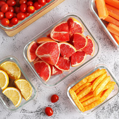 HOMBERKING 10 Pack Glass Meal Prep Containers with Locking Lids, Glass Food Storage Containers Set, Airtight Glass Lunch Bento Boxes, BPA-Free & Leak Proof, 36oz & 14oz(10 lids & 10 Containers), Black