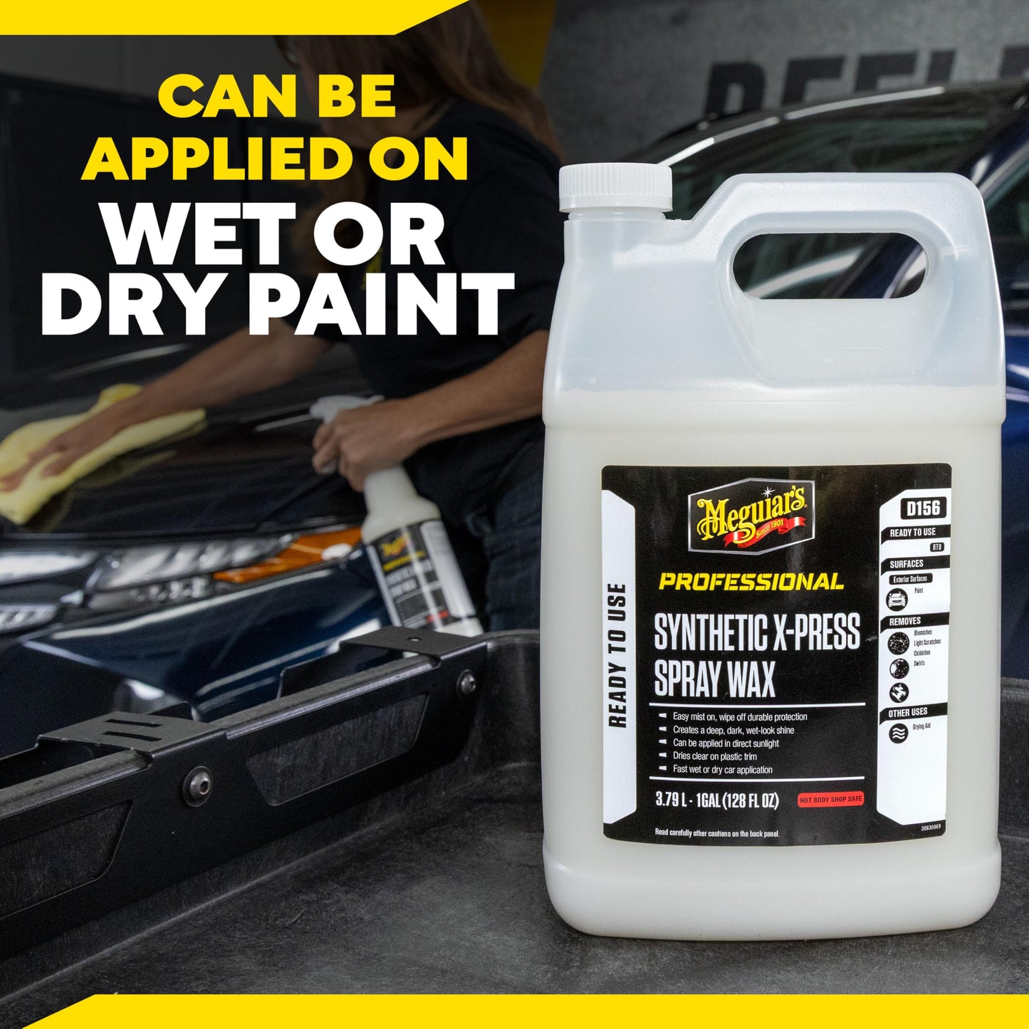 Meguiar's D15601 Synthetic X-Press Spray Wax for Car Detailing, Creates a Deep Shiny Look, Can Be Applied to Wet or Dried Paint and In Direct Sunlight, Moisture Rolls Off Waxed Paint, 1 Gallon
