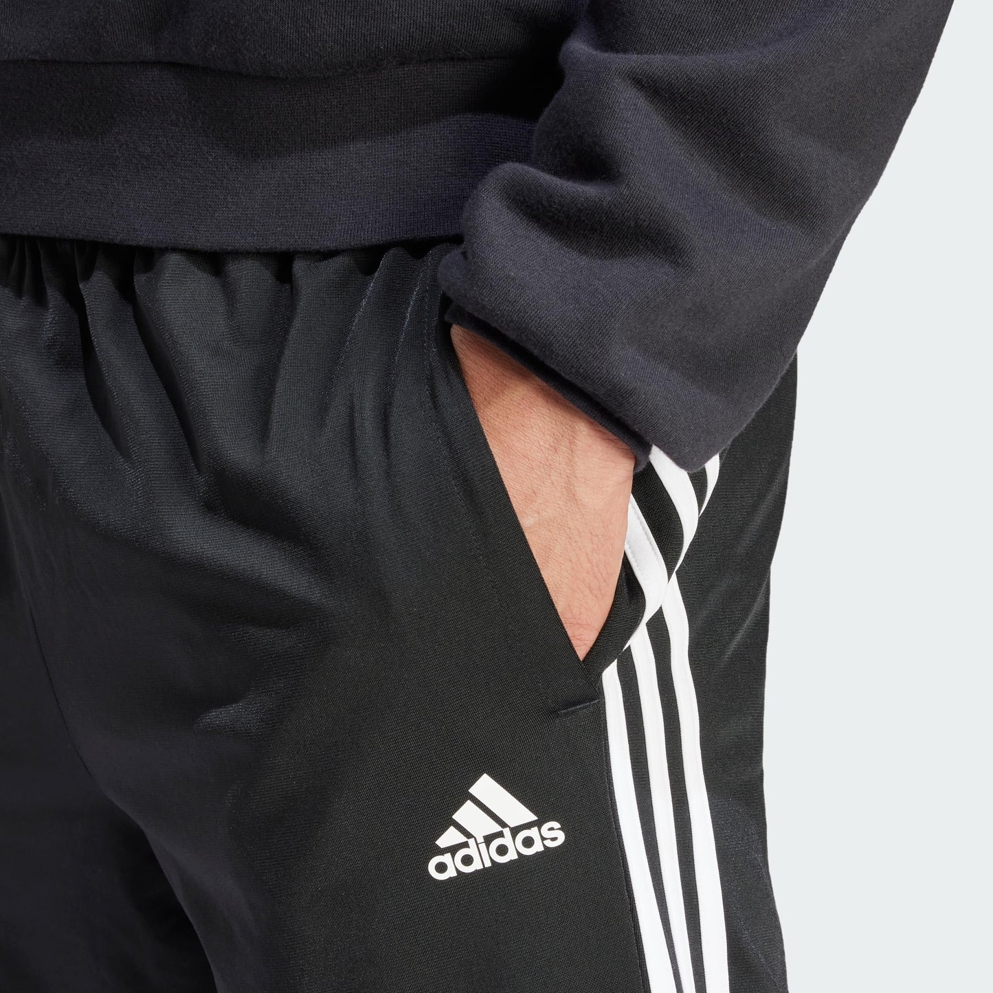 adidas Men's Essentials Warm-Up Slim Tapered 3-Stripes Tracksuit Bottoms, Black/White, Large