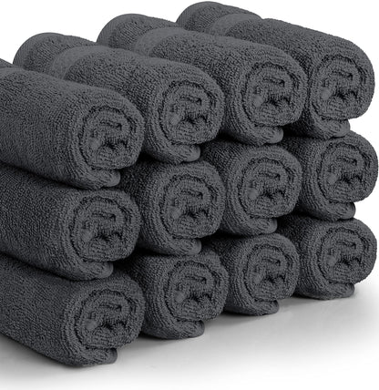 Utopia Towels 12 Pack Premium Wash Cloths Set, 12 by 12 Inches, 100% Cotton Ring Spun, Highly Absorbent and Soft Feel Essential Washcloths for Bathroom, Spa, Gym, and Face, Grey