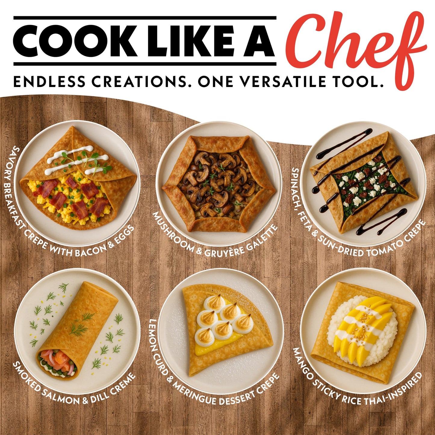 Gourmia 8” Electric Crepe Maker – Nonstick Ceramic Surface, One-Touch Operation, Includes Batter Tray, Compact & Easy to Clean, Crepe, Pancake & Tortilla Maker