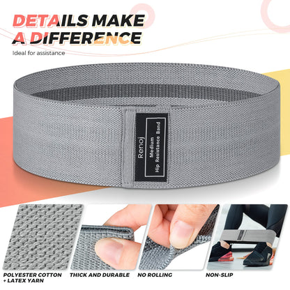 Renoj Resistance Bands, Exercise Workout Bands for Women and Men, 5 Set of Stretch Bands for Booty Legs, Pilates Flexbands