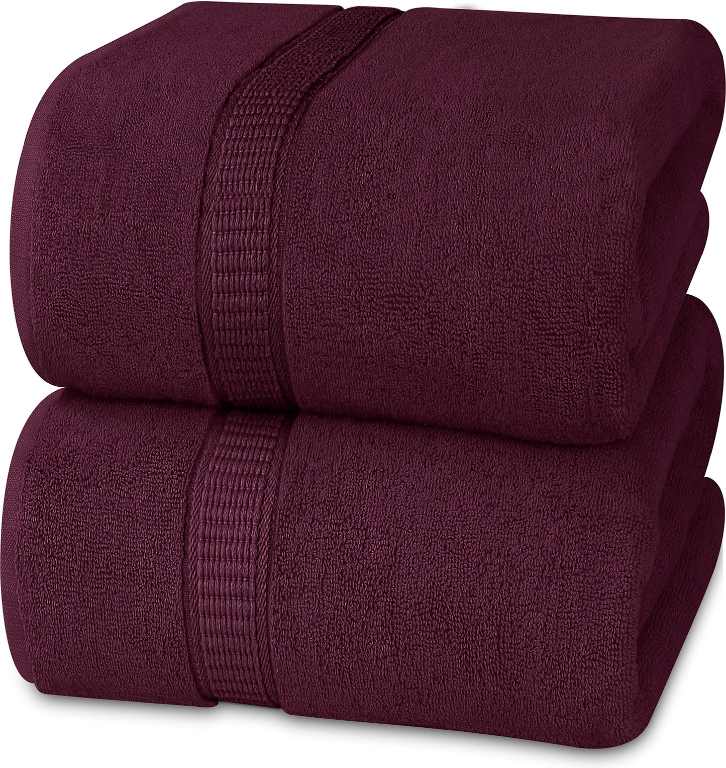 Utopia Towels Luxurious Jumbo Bath Sheet 2 Piece, 600 GSM, 35 by 70 Inches, 100% Ring Spun Cotton, Highly Absorbent and Quick Dry Extra Large Bath Towel, Super Soft Towel, Burgundy