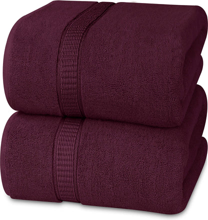 Utopia Towels Luxurious Jumbo Bath Sheet 2 Piece, 600 GSM, 35 by 70 Inches, 100% Ring Spun Cotton, Highly Absorbent and Quick Dry Extra Large Bath Towel, Super Soft Towel, Burgundy