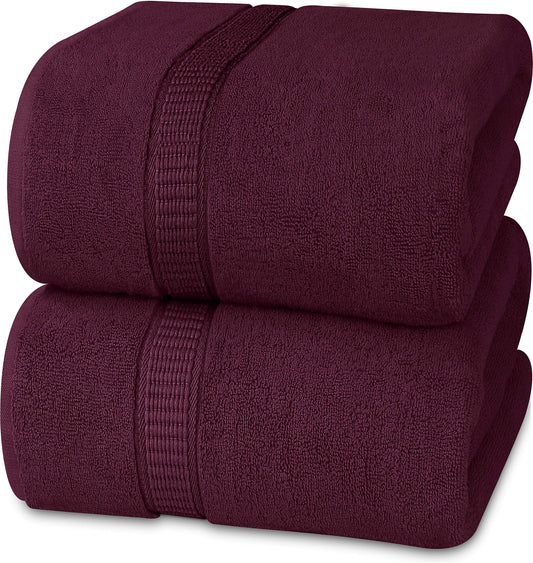 Utopia Towels Luxurious Jumbo Bath Sheet 2 Piece, 600 GSM, 35 by 70 Inches, 100% Ring Spun Cotton, Highly Absorbent and Quick Dry Extra Large Bath Towel, Super Soft Towel, Burgundy