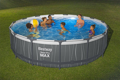 Bestway Steel Pro MAX Above Ground Swimming Pool (15' x 42") | Round Outdoor Backyard Family Pool with Color-Changing Pool Liner | Features 7-Color LED Lights
