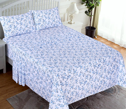 RUVANTI 100% Cotton Sheets – Queen Size Percale Bedding, Cooling & Breathable Floral Design, Durable with a Crisp, Soft & Comfortable Feel, 16" Deep Pocket, 4-Piece Set, Annual
