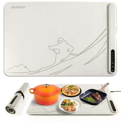 Silicone Electric Warming Mat for Food 3-Temperature,Food Warmer for Buffet Parties, Restaurants & Dinner, Easy-to-Clean Heating Tray to Keep Meals Warm 15.7”x23.6”(Skiing&Gray)
