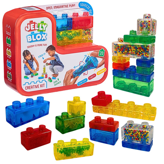 Goliath Jelly Blox Creative Kit | Includes 20 Blocks | Toddler & Preschool Building Blocks Kids Can Squeeze, Stretch, Squish | MESH ACCREDITED | Safety Tested & Ouch-Free | Sensory Play Toy Ages 2+