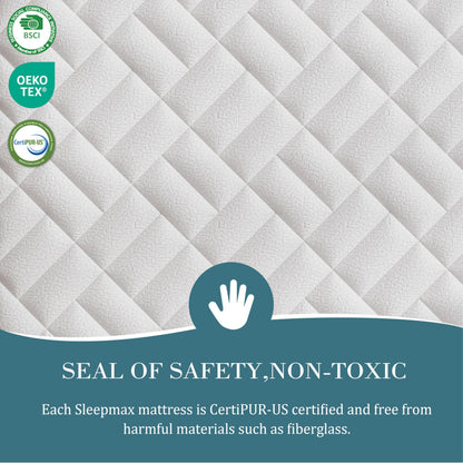 Sleepmax Queen Mattress 14 Inch - Deep Sleep Hybrid Mattress Pain Relief - Bed in a Box Extra Lumbar & Hip Support - Fiberglass-Free, CertiPUR-US Certified, 365-Night Trial