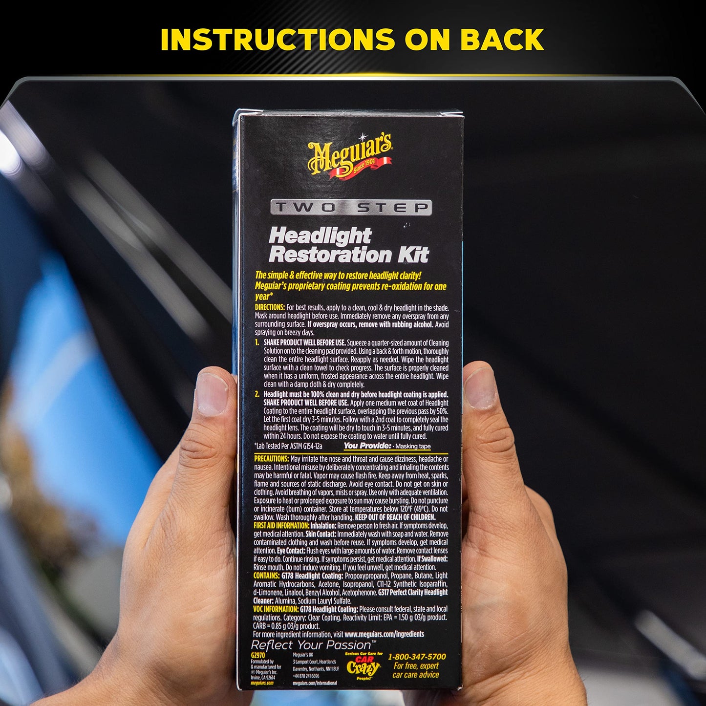 Meguiar's Two Step Headlight Restoration Kit, Headlight Cleaner Restores Clear Car Plastic and Protects from Re-Oxidation, Includes Headlight Coating and Cleaning Solution - 4 Count (1 Pack)