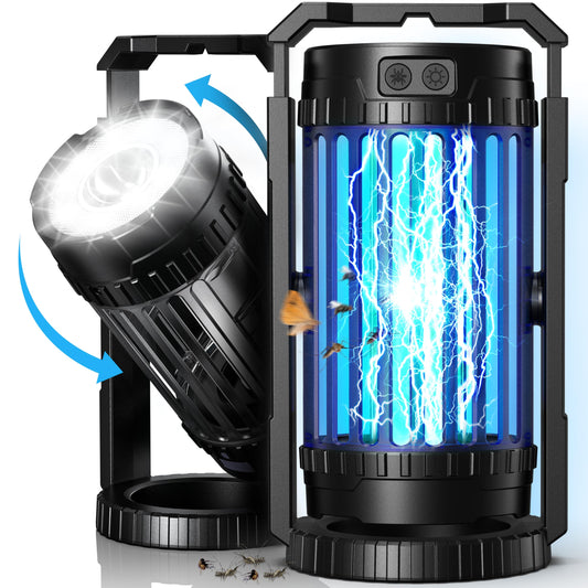 Evolpol Bug Zapper Outdoor & Indoor, 5000mAh Rechargeable 4 in 1 Electric Mosquito Zapper, 4200V with LED Light Hanging Portable Mosquito Killer，Fly Trap for Outdoor Patio, Camping, Backyard, Fishing