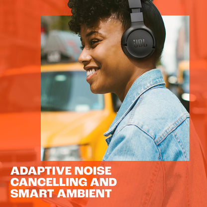 JBL Tune 670NC - Adaptive Noise Cancelling with Smart Ambient Wireless On-Ear Headphones, Up to 70H Battery Life with Speed Charge, Lightweight, Comfortable and Foldable Design (Black)