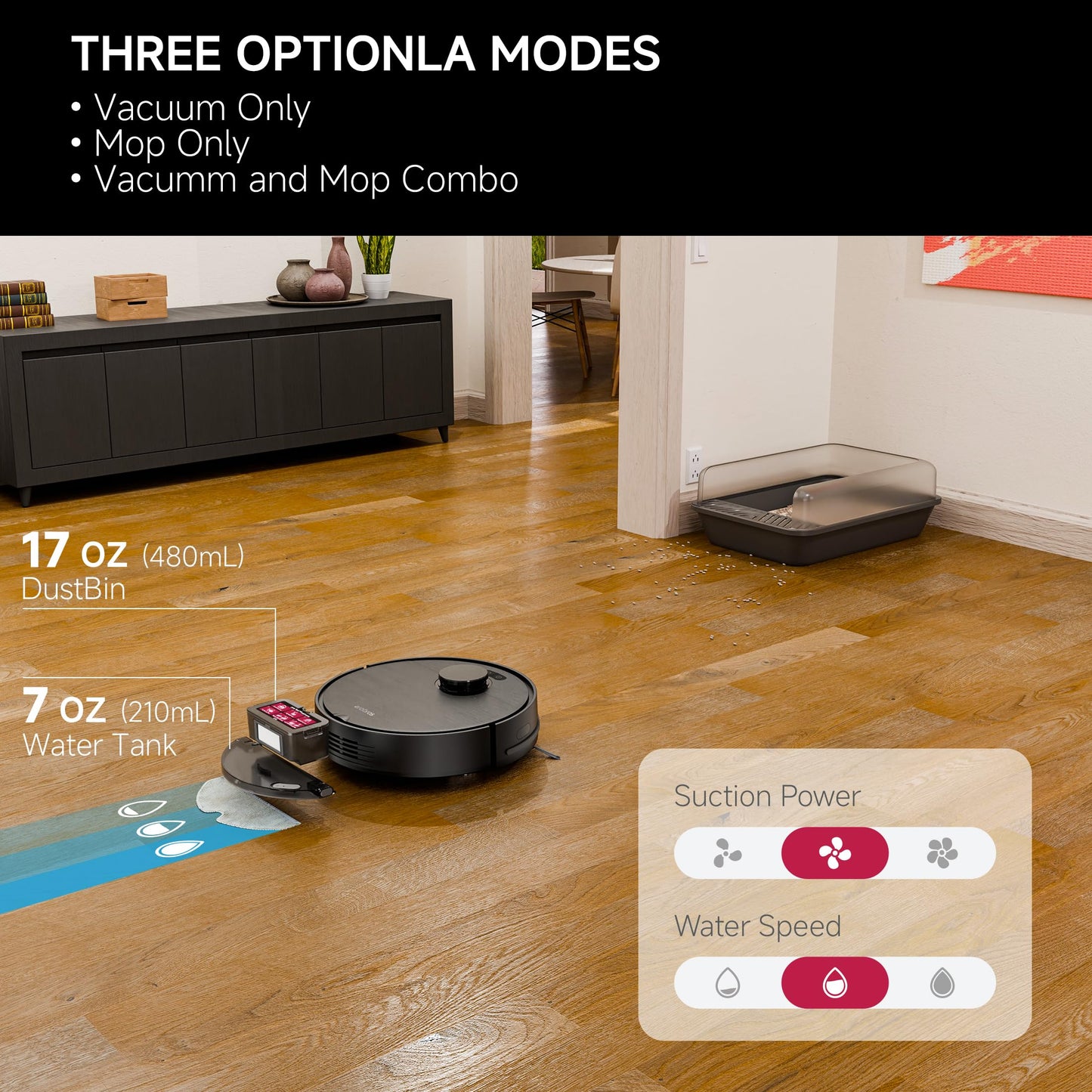 LS1 Robot Vacuum and Mop Combo – Precise LiDAR Navigation, Smart Home Map, Vacuum/Mop/Combo Cleaning Mode, Auto Recharge, Customized Cleaning, APP/Remote/Voice Control, for Hard Floors and Carpets