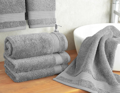 Cotton Paradise Hand Towels for Bathroom, 100% Cotton Turkish 4 Piece Hand Towel Set, Soft Absorbent Face Towels Clearance Set, Light Gray Hand Towels