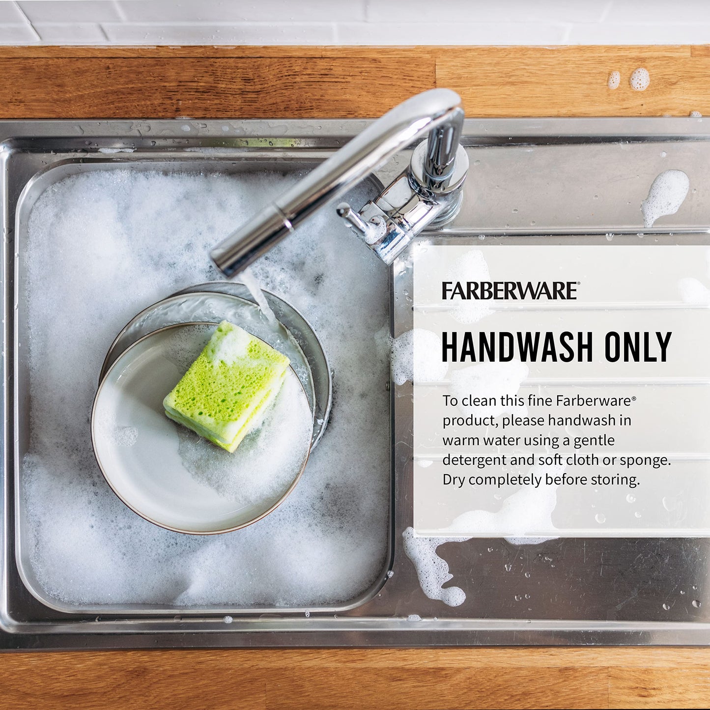 FARBERWARE 15-Piece Kitchen Knife Set with High-Carbon Stainless Steel Blades, Black Handles, Steak Knives, Wood Block, Razor Sharp and Ergonomic