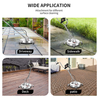 DAIMOT 20" Pressure Washer Surface Cleaner with 4 Wheels - Stainless Steel Dual Handle Surface Cleaner for Pressure Washer Attachment for Concrete, Patio, Sidewalk, Deck and Driveways