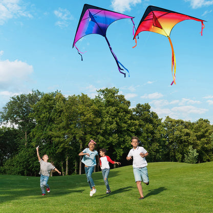 JOYIN Large Delta Kite Red, Green and Purple, Easy to Fly Huge for Kids and Adults with 262.5ft String, Large Delta Beach Kite for Outdoor Games and Activities