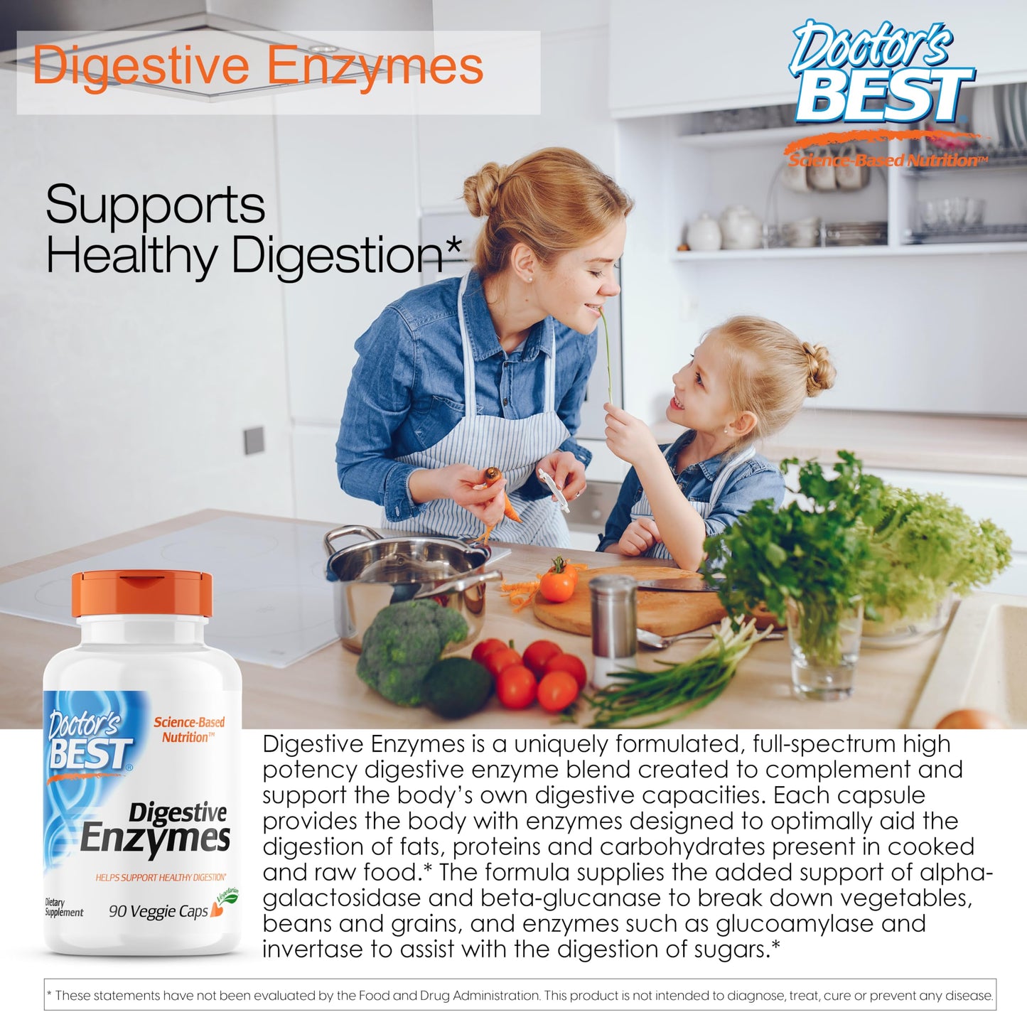 Doctors Best Digestive Enzymes, Supports Digestive Wellness, Non-GMO, Vegetarian 90 Veggie Caps