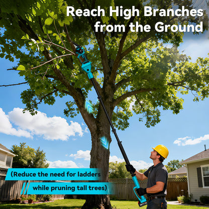 4-in-1 Pole Saw & Electric Pruning Shears, 6 Inch Pole Saws for Tree Trimming, Cordless Pruning Shears with 15.5ft Max Extension Pole, 2 x 4.0Ah Battery Powered Pole Saw Pruner for Garden (Blue)