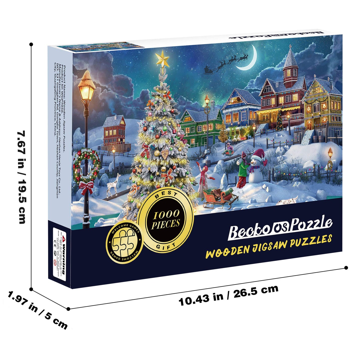 Becko US Puzzles for Adults 1000 Pieces, Wooden Jigsaw Puzzles, 1000 Piece Puzzle for Adults & Kids, Christmas and Holiday (Snow Scene)