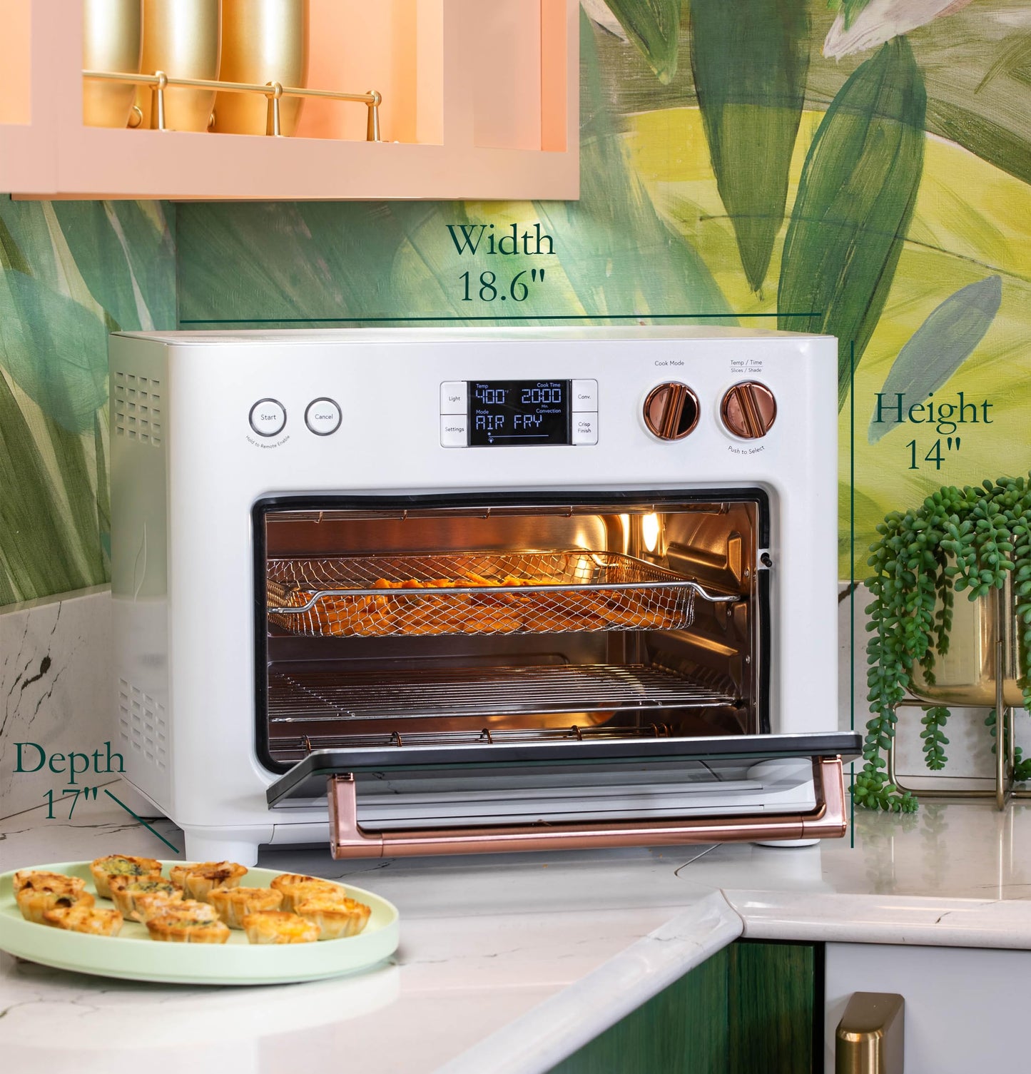 Café Couture Oven with 14 essential cooking modes, including Air Fry, CrispFinish, Bake, Broil, Roast, Toast, Pizza, WiFi & Smart Connected, Voice Control, Countertop Small Appliances, Matte White