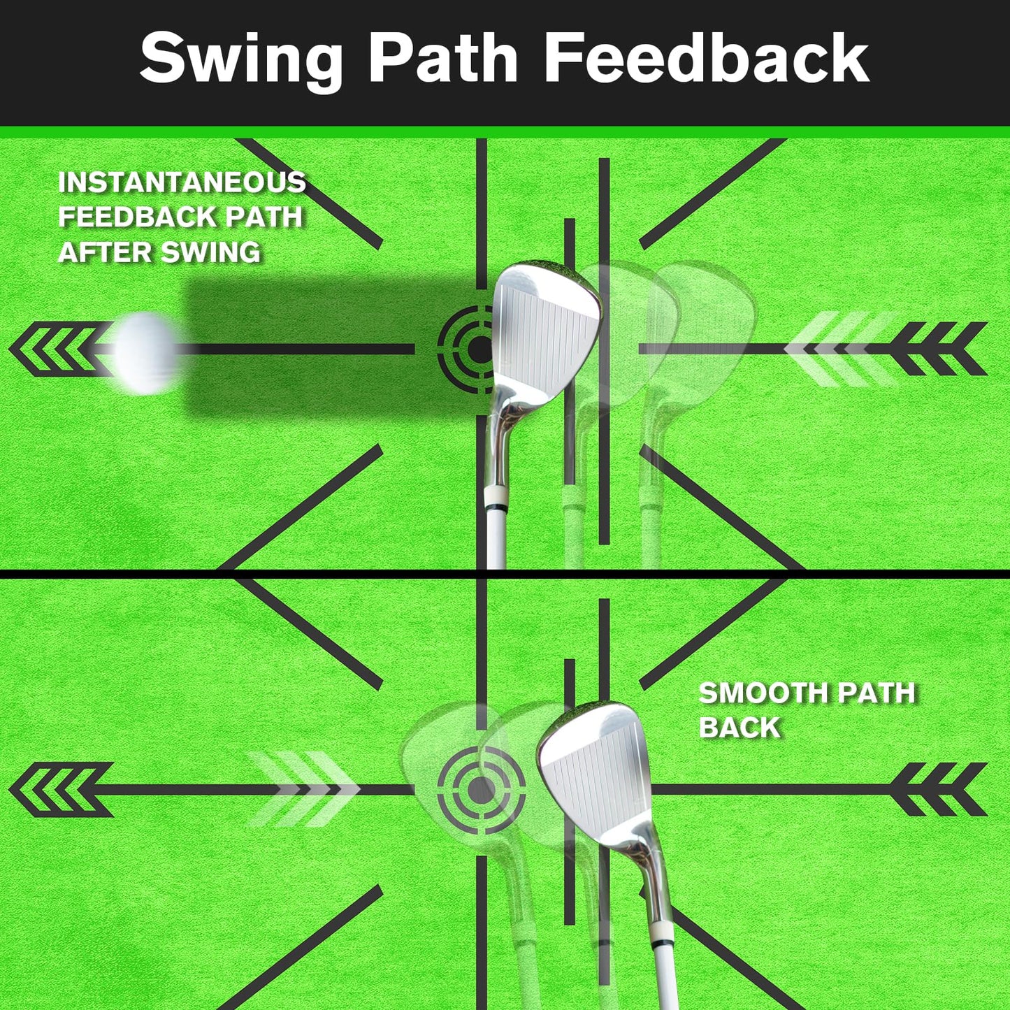 Golf Hitting Mat, Golf Mats Practice Outdoor Indoor for Swing Path Feedback Detection Batting, 16"x12" Artificial Dual Turf Golf Mat with Tees for Training, Driving, Chipping