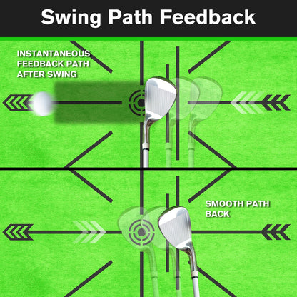 Golf Hitting Mat, Golf Mats Practice Outdoor Indoor for Swing Path Feedback Detection Batting, 16"x12" Artificial Dual Turf Golf Mat with Tees for Training, Driving, Chipping