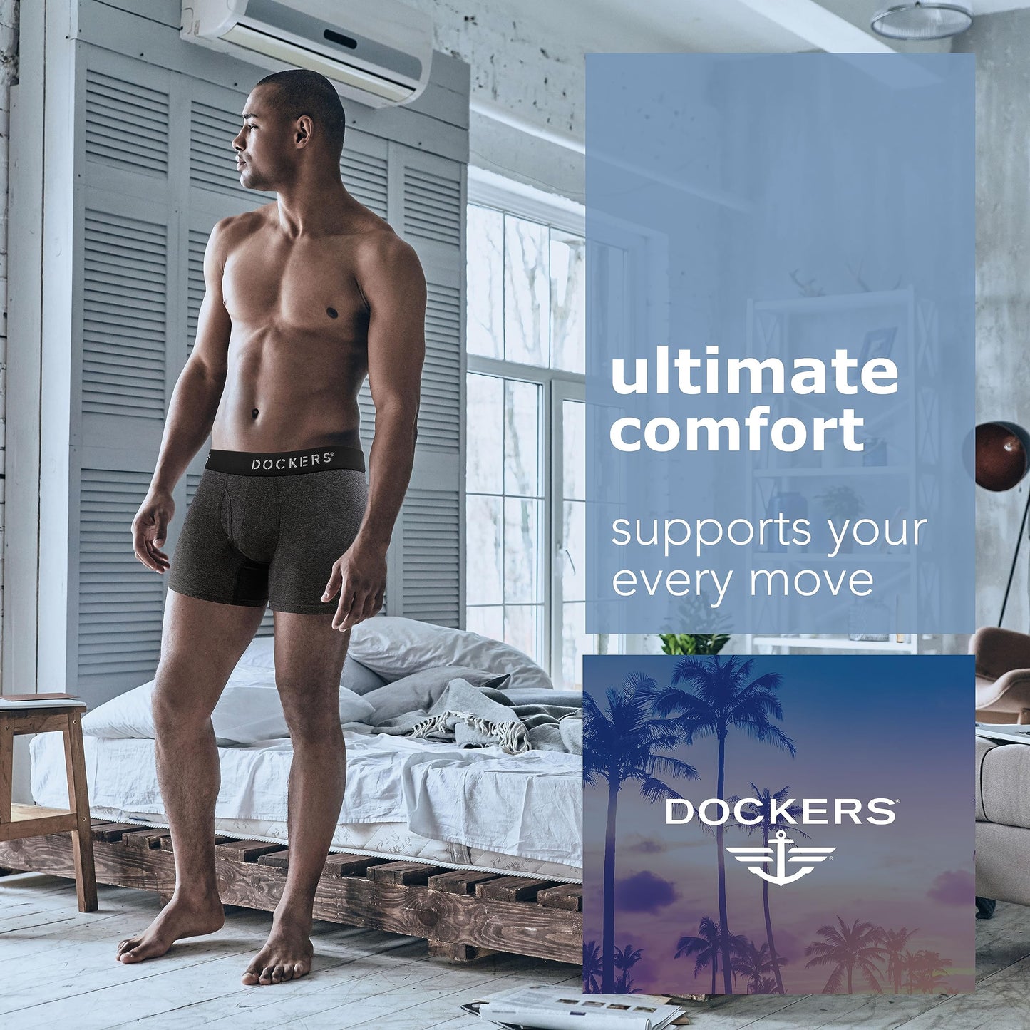 DOCKERS Men's Underwear Cotton Stretch Boxer Briefs for Men Pack of 4