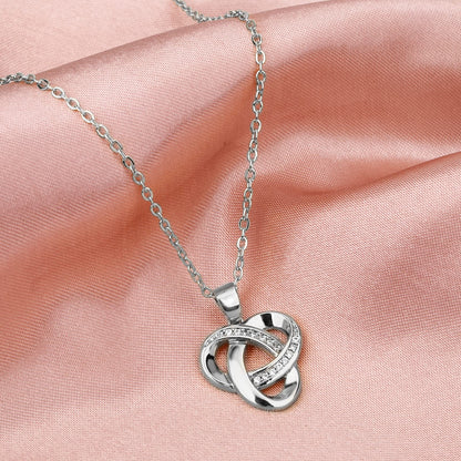 Alsanix Sterling Silver Diamond Accent Love Knot Pendant Necklace, Forever Love Knot Infinity Necklace for Women