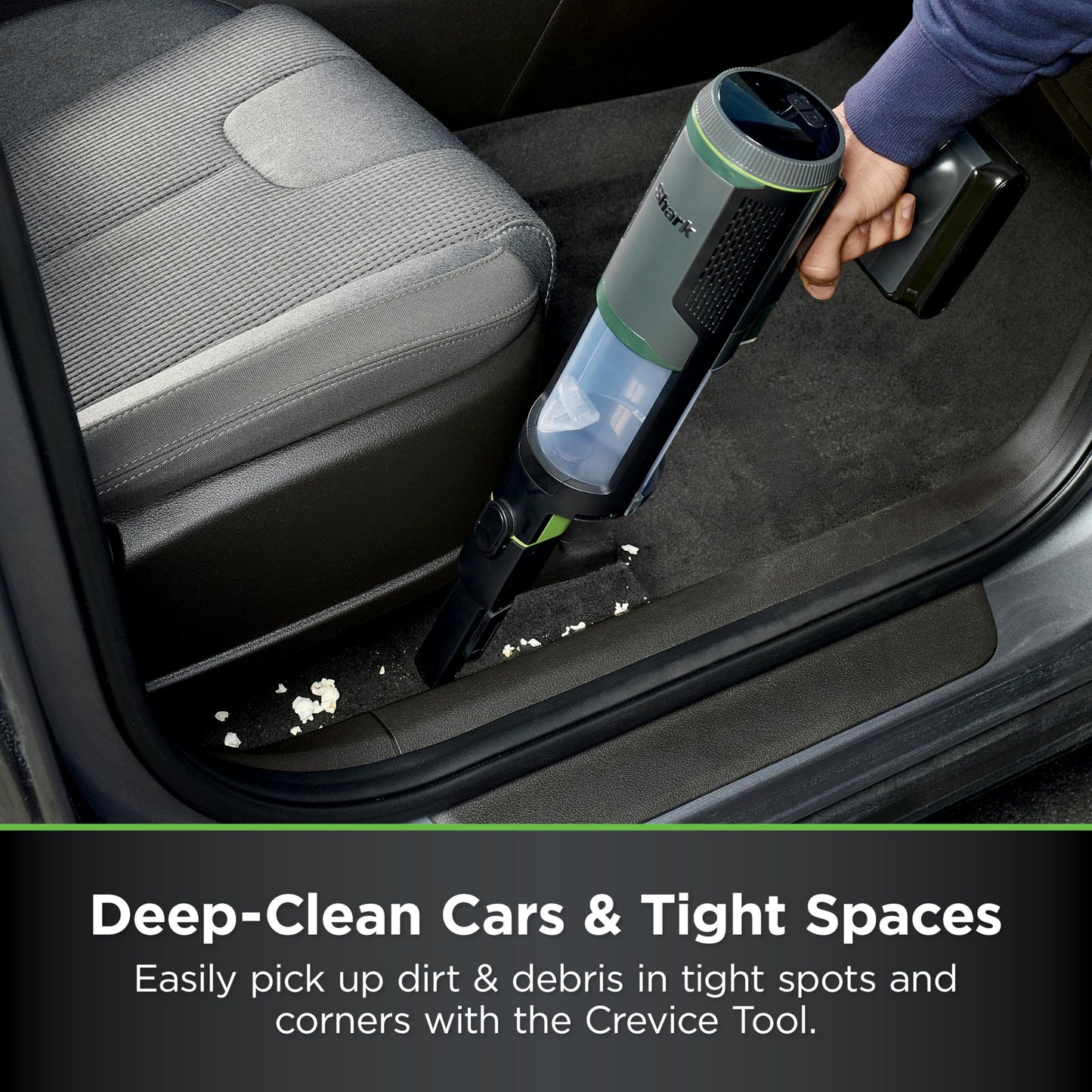 Shark PowerBoost Cordless 2-in-1 Car/Home Handheld PowerVac, Powerful Suction, 40 Minute Runtime, Portable, 3 Cleaning Modes, LED Screen, Furfins Tool, Duster Crevice Tool, Charcoal, BH102