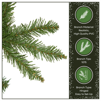 National Tree Company 7.5 ft Unlit Kingswood Fir Slim Artificial Christmas Tree, 1,075 Tips, Includes Stand, Green